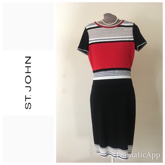 st john black and white dress